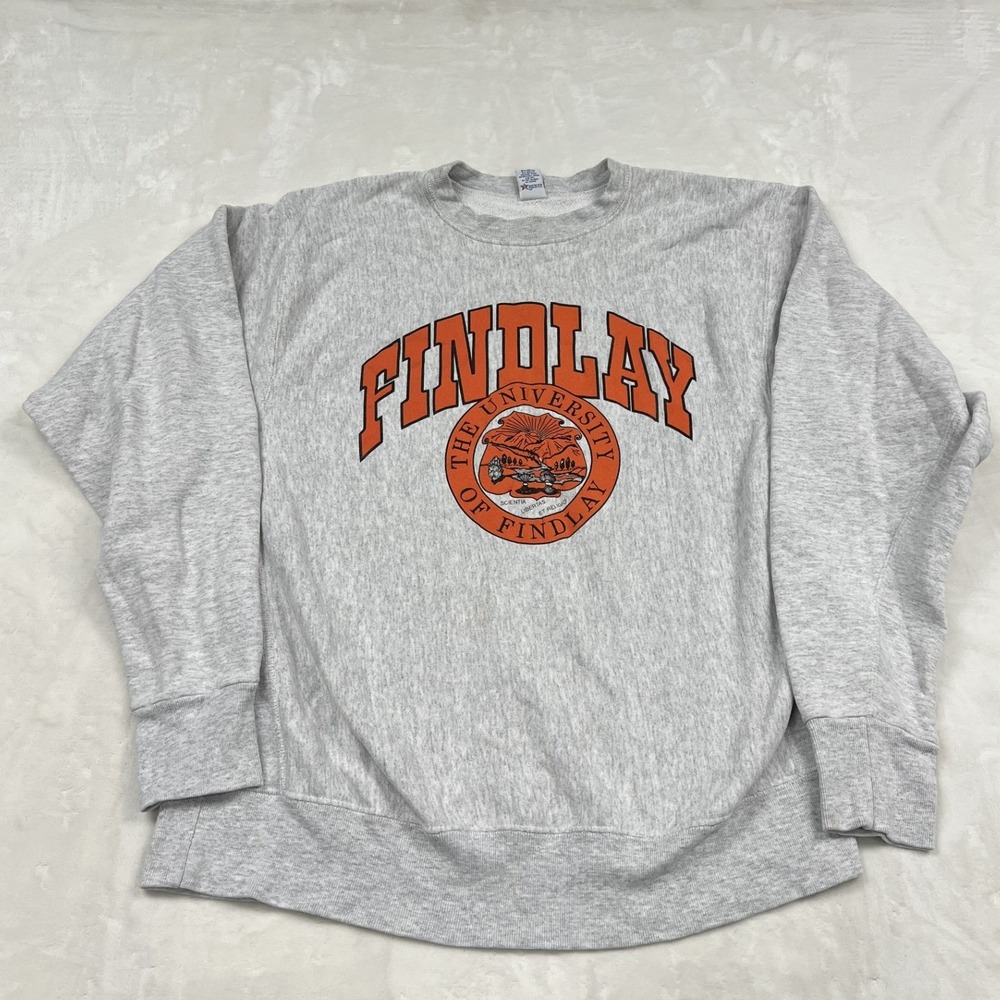 80s Soffe Sweatshirt men XXL Gray University of Findlay Crewneck Heavyweight USA